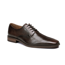 Luxury Glossy Genuine Leather Formal Dress Brown Derby Shoe For Men